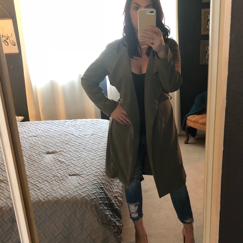Khaki green duster trench